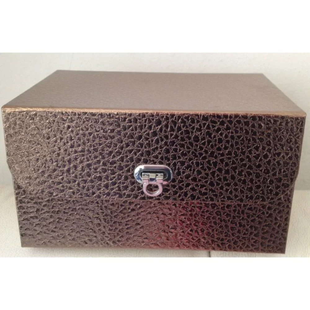 Makeup Jewelry Box Hand Bag Case Training Box Brown Gold Cardboard GWP NEW